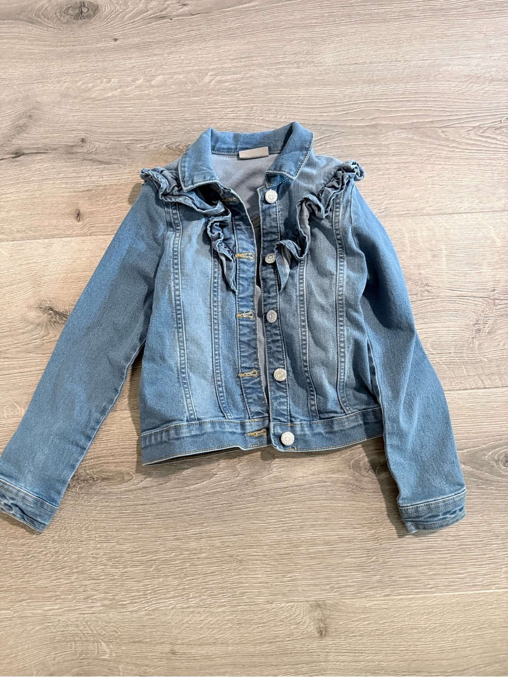 Girls' Light Blue Denim Ruffle Jacket